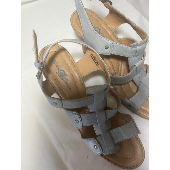 Born Crown Leather Cork Wedge Boho Buckle Sandal blue Women’s Size 11 - Picture 9 of 13